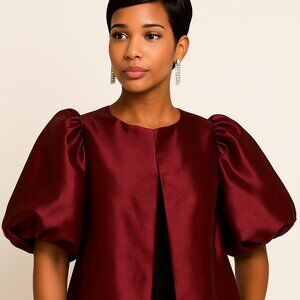 Passion Red Satin Puff Sleeve Top | Statement Sleeves | Boutique